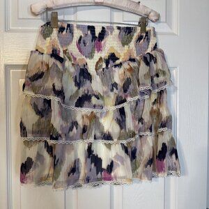 Spring & Mercer Colorful Shimmer Smocked Tiered Ruffle Skirt L Large NEW